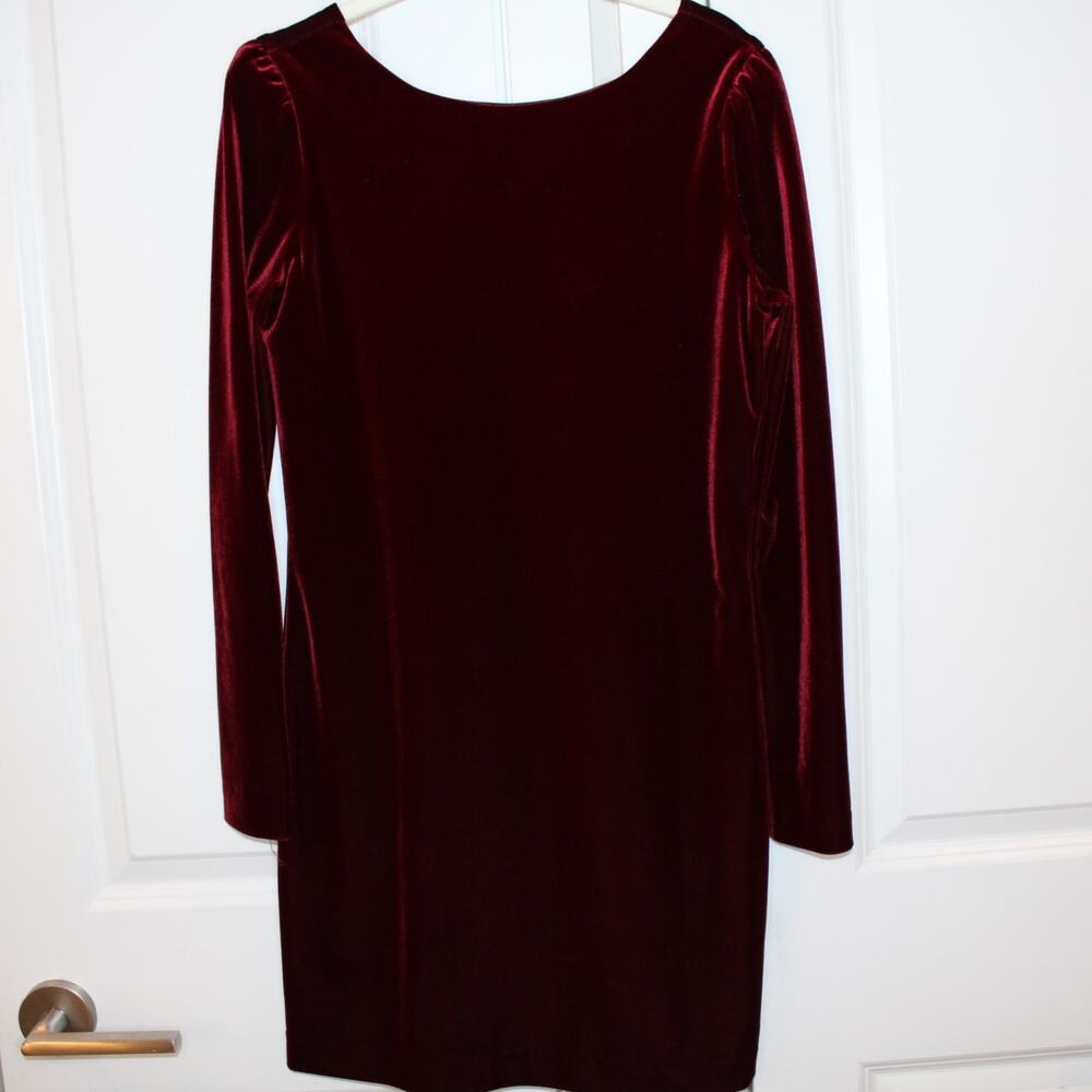 BOSTON PROPER Long Sleeve Velvet Dress Burgundy Wine Red | 6